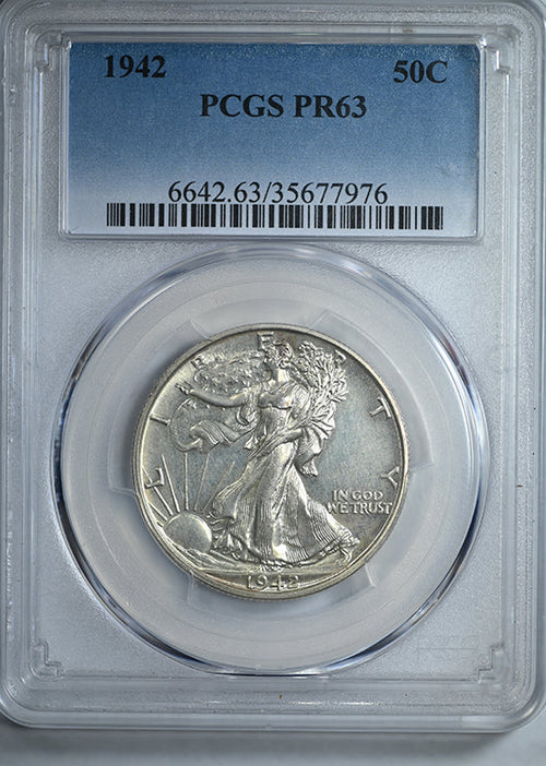 1942 Proof Walking Liberty Half Dollar 50C PCGS PR63