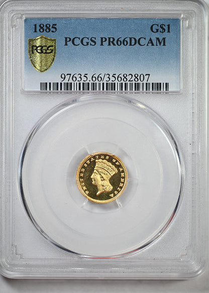 1885 Proof Type 3 Indian Princess Head Gold Dollar G$1 PCGS PR66DCAM Deep Cameo