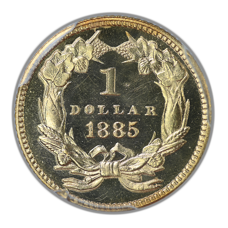 1885 Proof Type 3 Indian Princess Head Gold Dollar G$1 PCGS PR66DCAM Deep Cameo