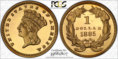 1885 Proof Type 3 Indian Princess Head Gold Dollar G$1 PCGS PR66DCAM Deep Cameo