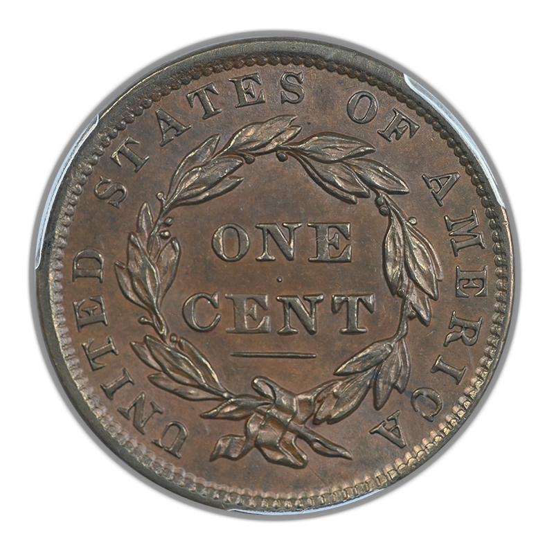 1837 Coronet Head Large Cent 1C PCGS MS63BN - Head of 1838