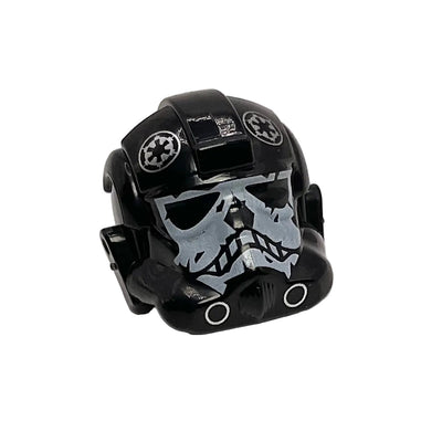 Minifigure, Headgear Helmet SW Stormtrooper Type 2 Black Ace Skull Pattern, Part# 87556pb10