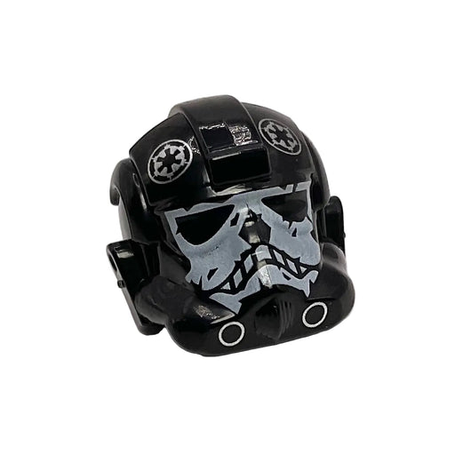 Minifigure, Headgear Helmet SW Stormtrooper Type 2 Black Ace Skull Pattern, Part# 87556pb10