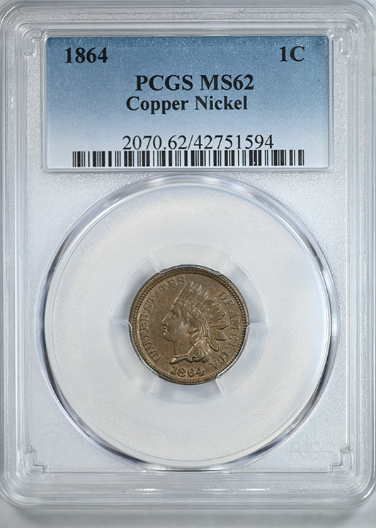 1864 Copper Nickel Indian Head Cent 1C PCGS MS62