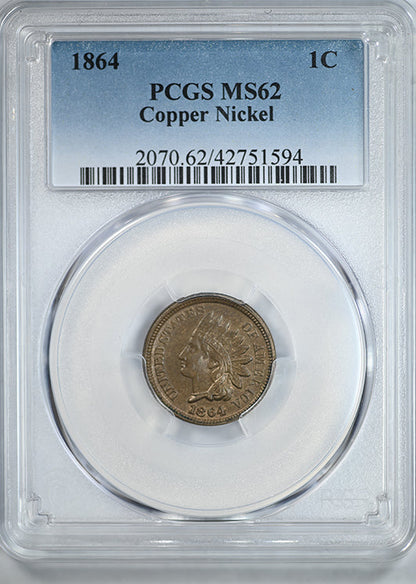 1864 Copper Nickel Indian Head Cent 1C PCGS MS62