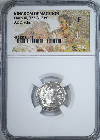 323-317 BC Kingdom of Macedon Philip III AR Drachm NGC Ancients F