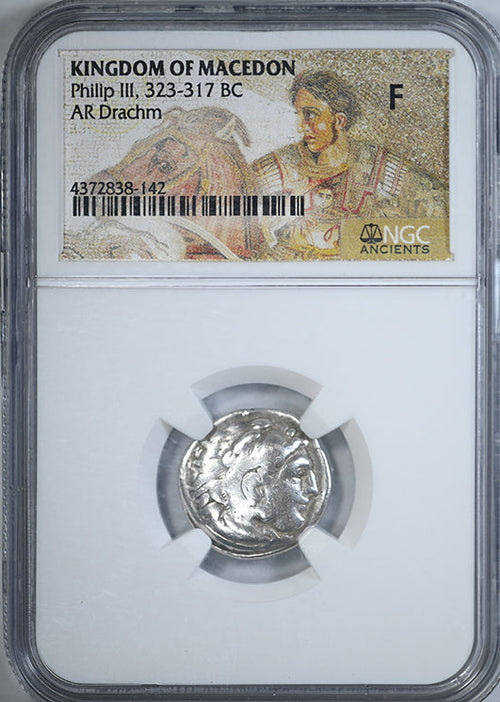 323-317 BC Kingdom of Macedon Philip III AR Drachm NGC Ancients F