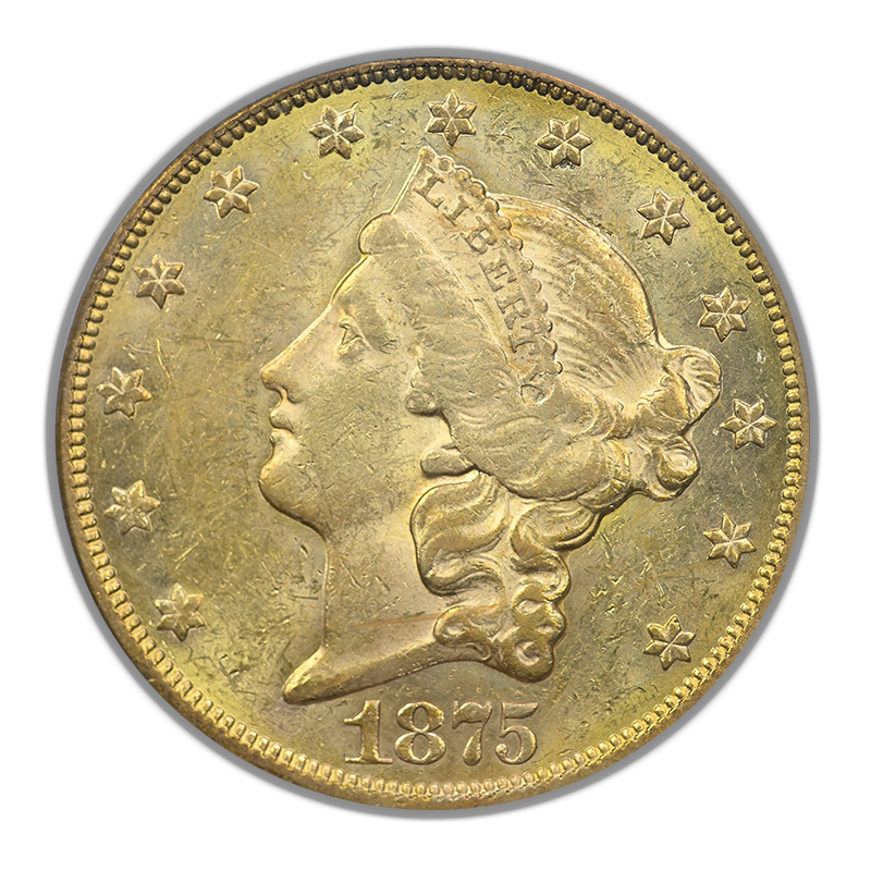 1875-CC Liberty Head Gold Double Eagle $20 PCGS AU58 OGH