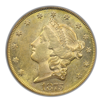 1875-CC Liberty Head Gold Double Eagle $20 PCGS AU58 OGH
