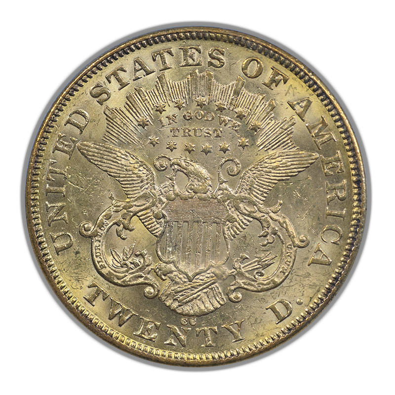 1875-CC Liberty Head Gold Double Eagle $20 PCGS AU58 OGH