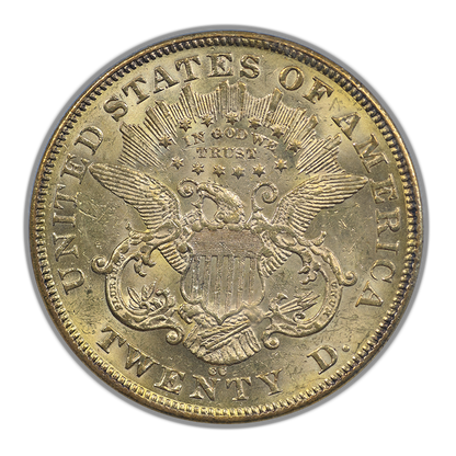 1875-CC Liberty Head Gold Double Eagle $20 PCGS AU58 OGH