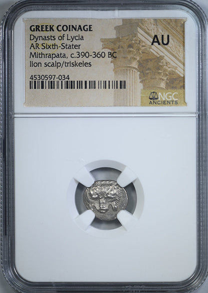 c. 390-360 BC Greek Coinage Dynasts of Lycia AR Sixth-Stater Mithrapata NGC Ancients AU