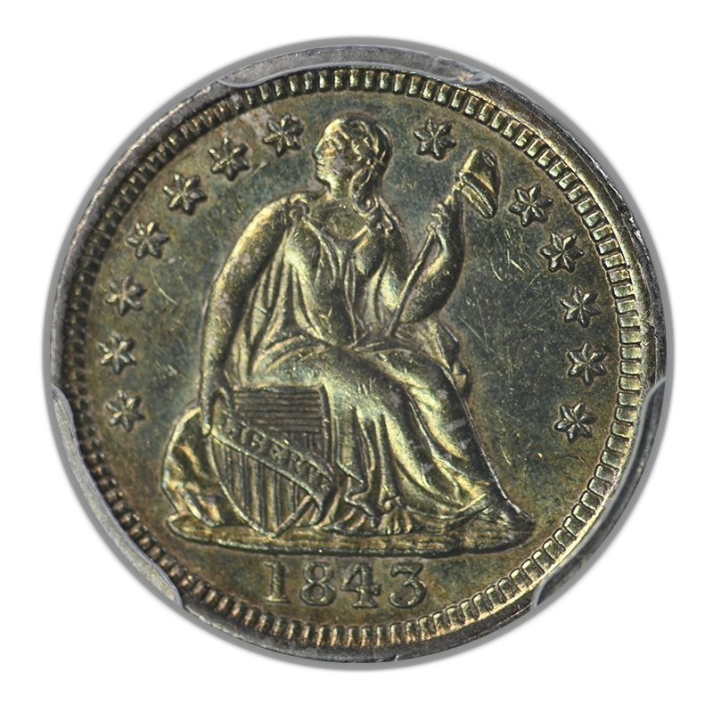 1843 Liberty Seated Half Dime H10C PCGS AU58 - TONED!
