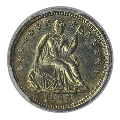 1843 Liberty Seated Half Dime H10C PCGS AU58 - TONED!