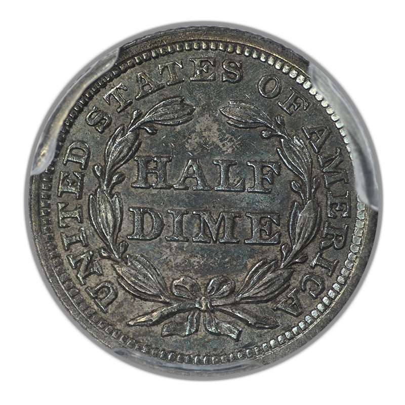 1843 Liberty Seated Half Dime H10C PCGS AU58 - TONED!