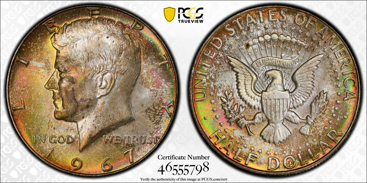 1967 Kennedy Half Dollar 50C PCGS MS67 - TONED!