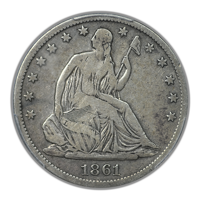 1861-S Liberty Seated Half Dollar 50C PCGS F15