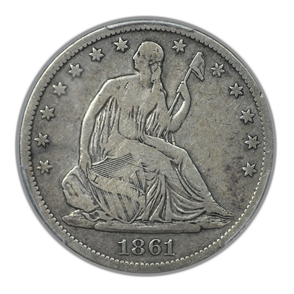 1861-S Liberty Seated Half Dollar 50C PCGS F15