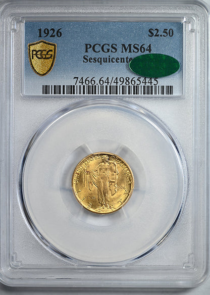1926 American Sesquicentennial Classic Commemorative Gold Quarter Eagle $2.50 PCGS MS64 CAC