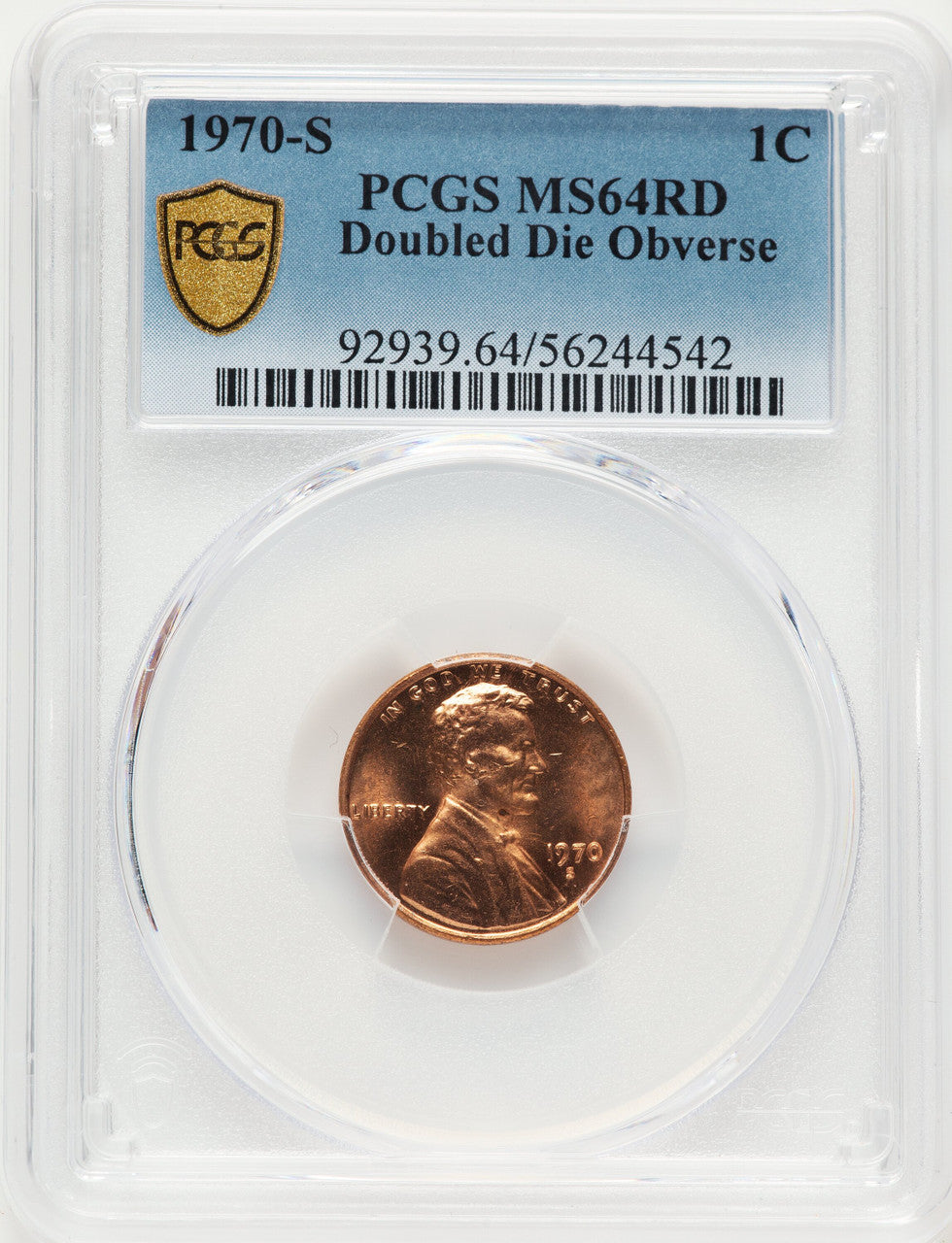 1970-S 1C Doubled Die RD Lincoln Cent PCGS MS64