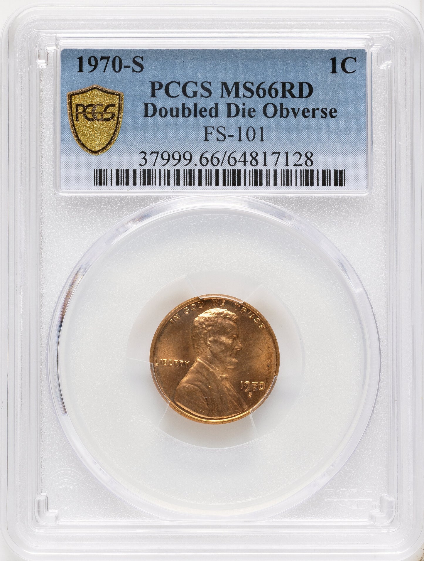 1970-S 1C FS-101 RD Lincoln Cent PCGS MS66