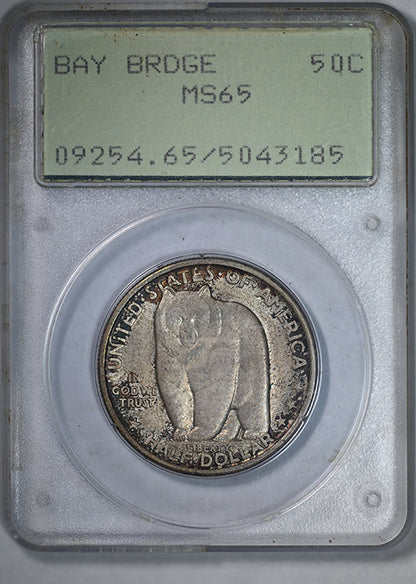 1936-S Bay Bridge Classic Commemorative Half Dollar 50C PCGS Rattler MS65