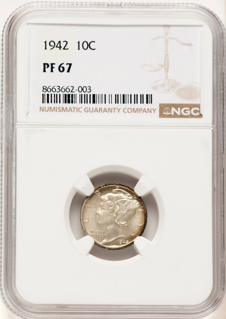1942 10C Proof Mercury Dime NGC PR67