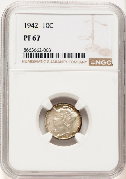 1942 10C Proof Mercury Dime NGC PR67