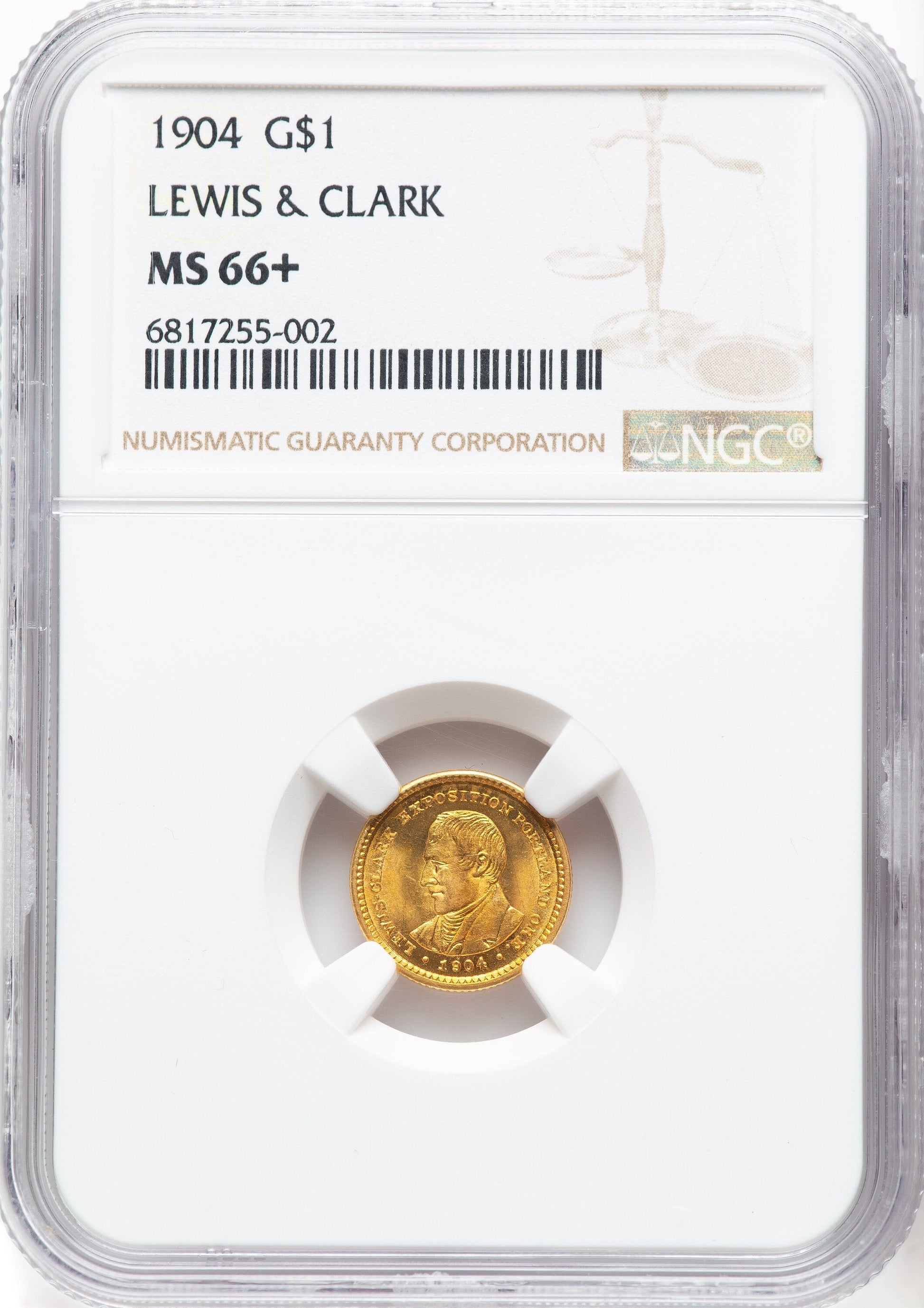 1904 G$1 Lewis and Clark Commemorative Gold NGC MS66+