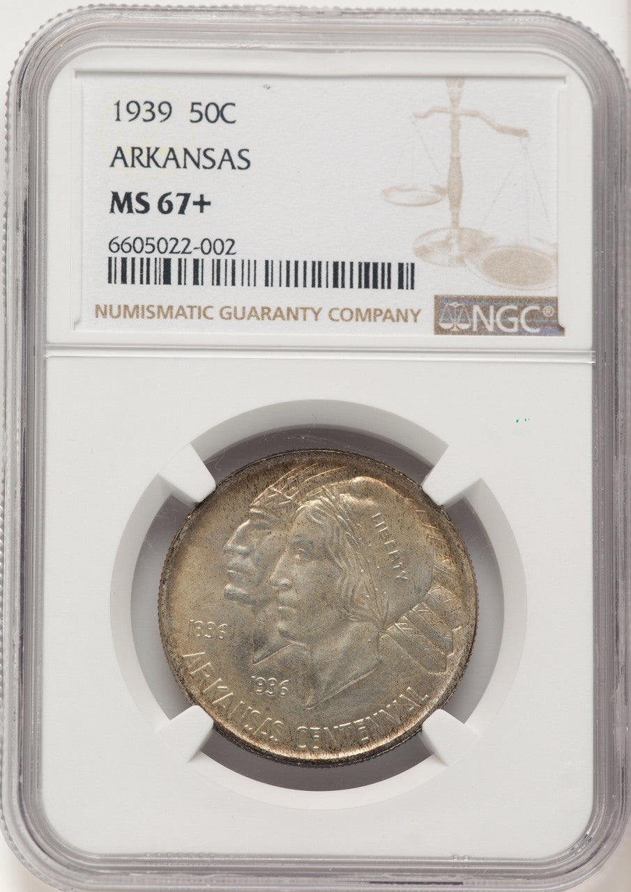 1939 50C Arkansas Commemorative Silver NGC MS67+