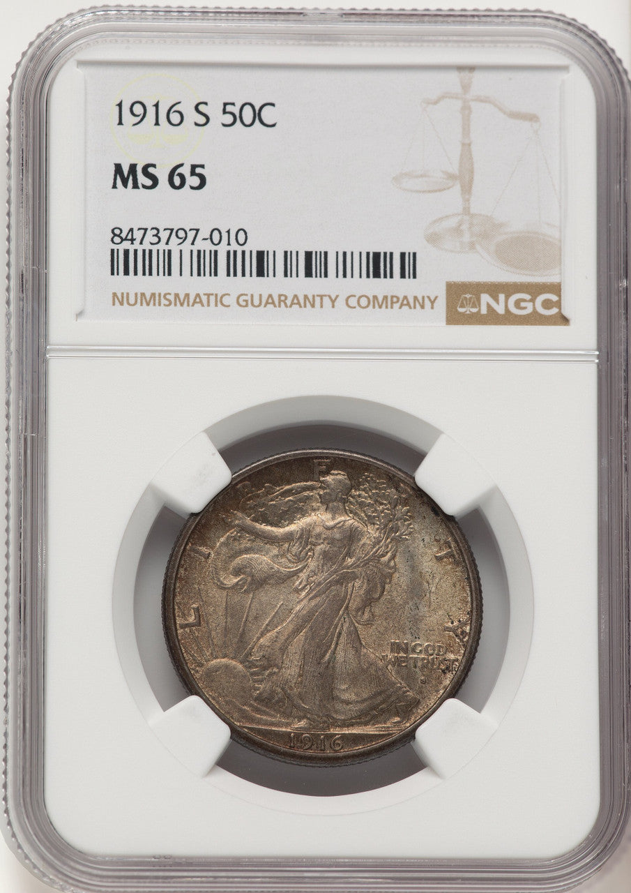 1916-S 50C Walking Liberty Half Dollar NGC MS65