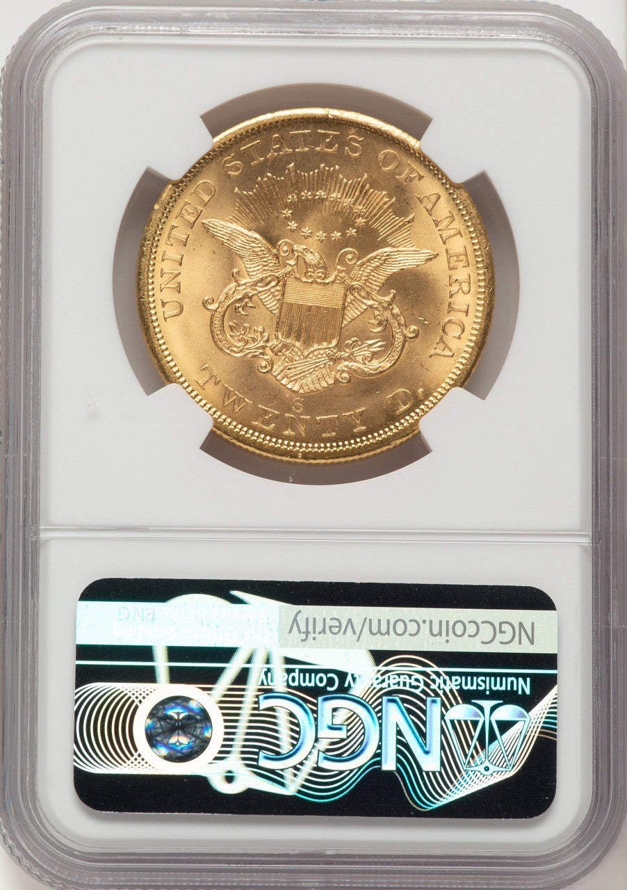 1857-S $20 Liberty Double Eagle NGC MS64