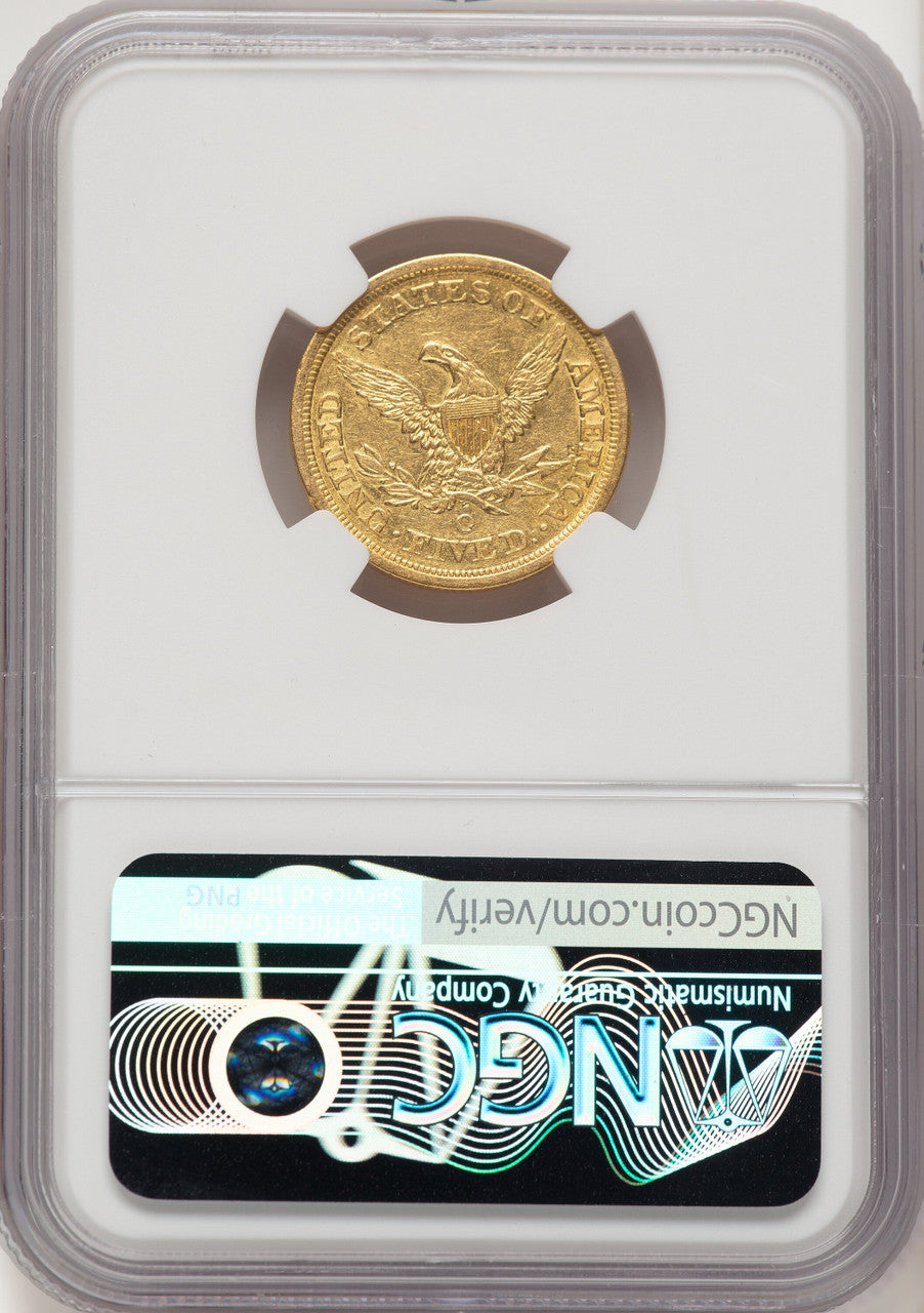 1845-O $5 Liberty Half Eagle NGC AU50