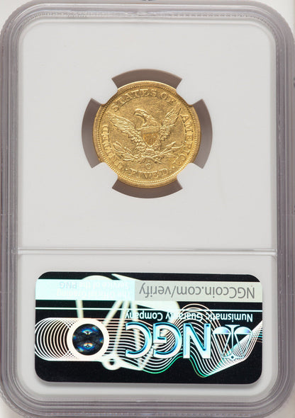 1845-O $5 Liberty Half Eagle NGC AU50