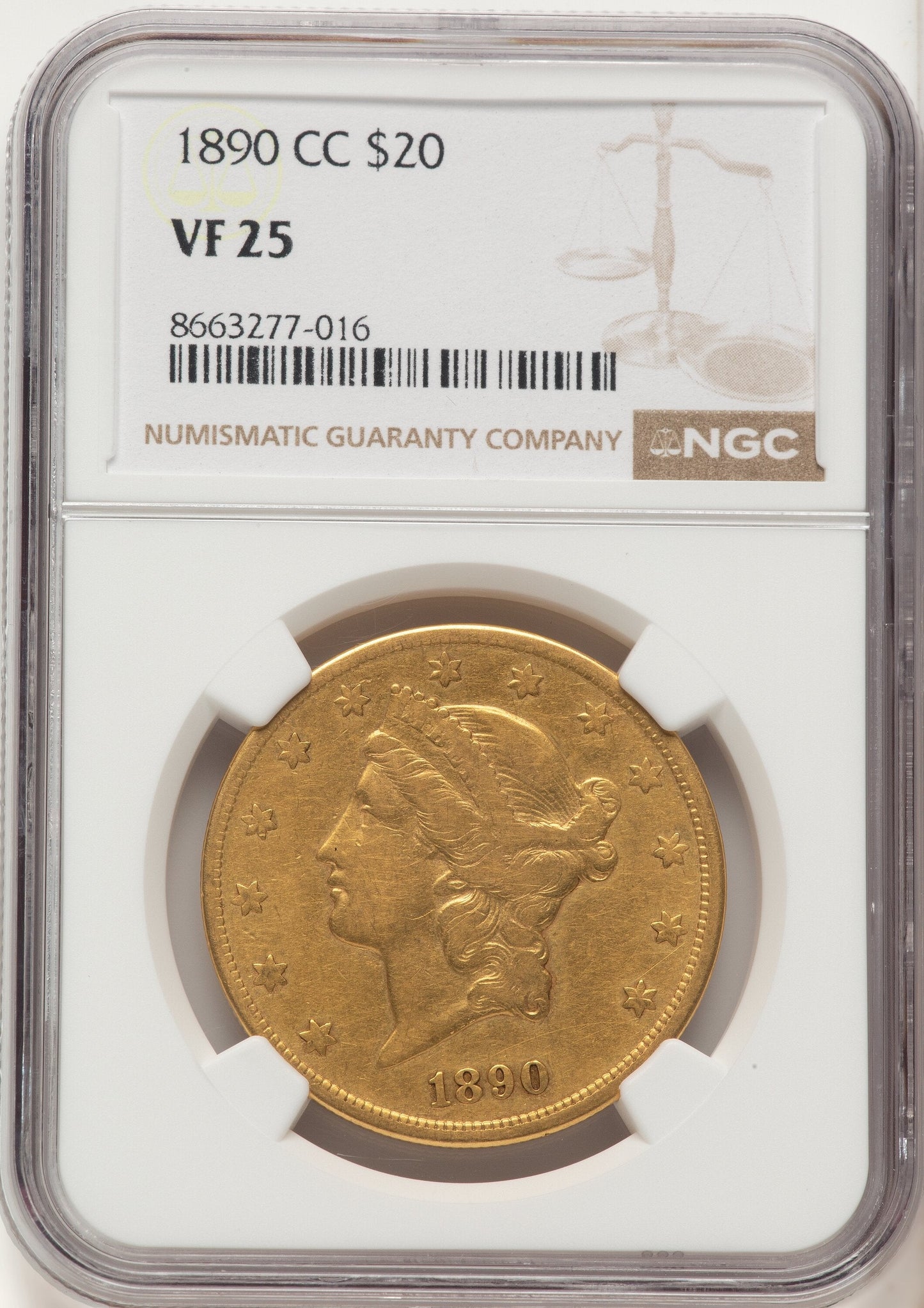 1890-CC $20 Liberty Double Eagle NGC VF25