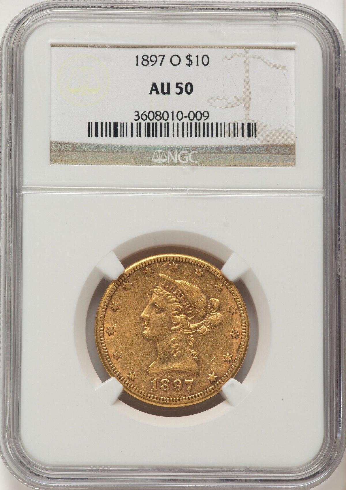 1897-O $10 Liberty Eagle NGC AU50