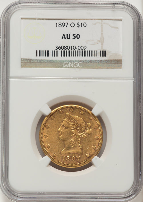 1897-O $10 Liberty Eagle NGC AU50