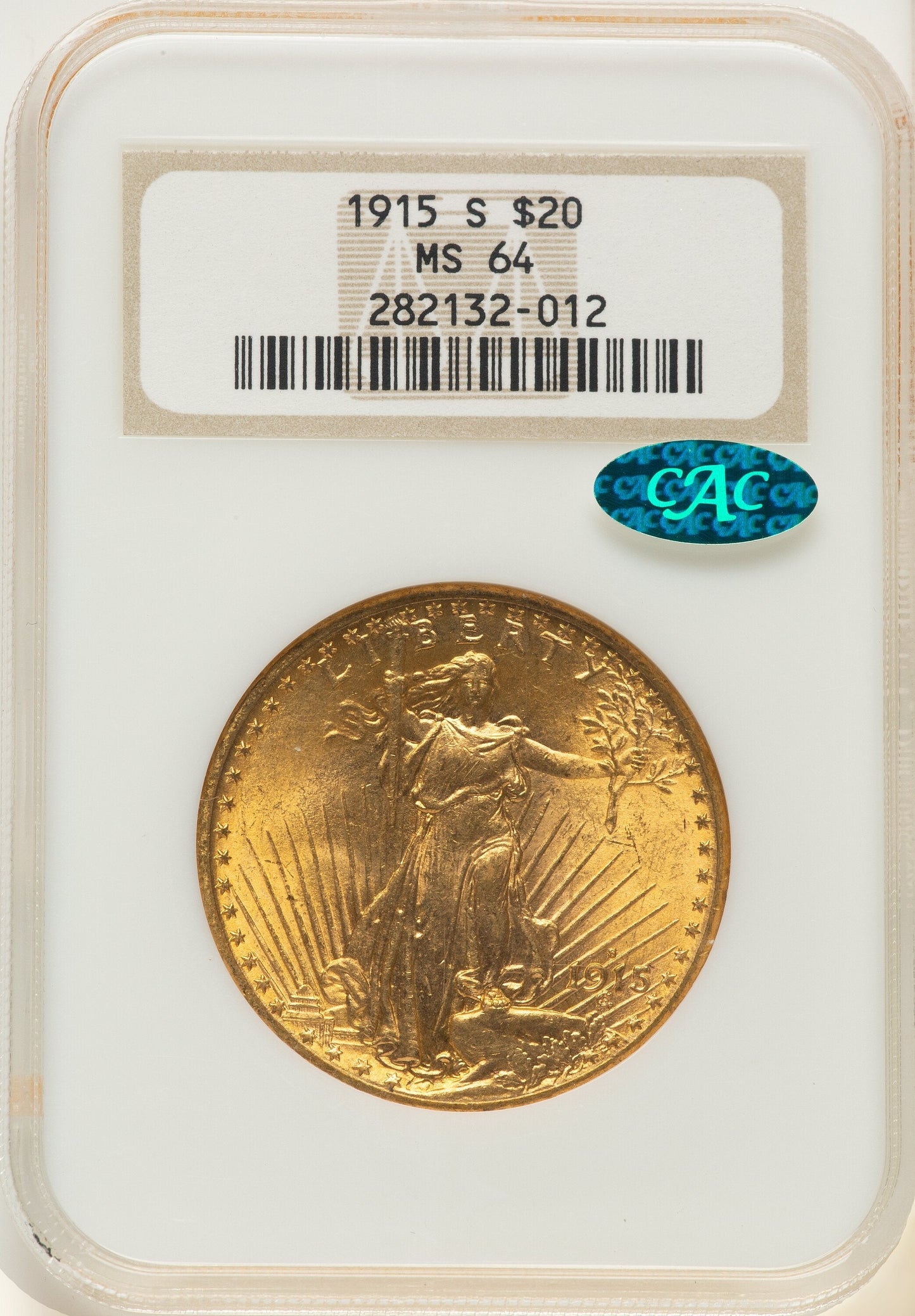 1915-S $20 CAC Saint-Gaudens Double Eagle NGC MS64