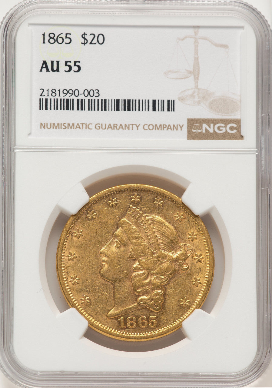 1865 $20 Liberty Double Eagle NGC AU55