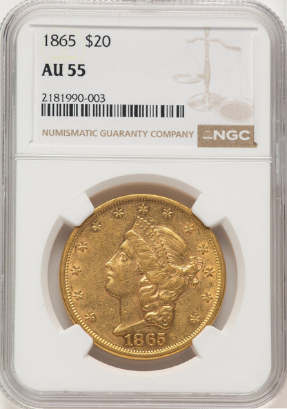 1865 $20 Liberty Double Eagle NGC AU55