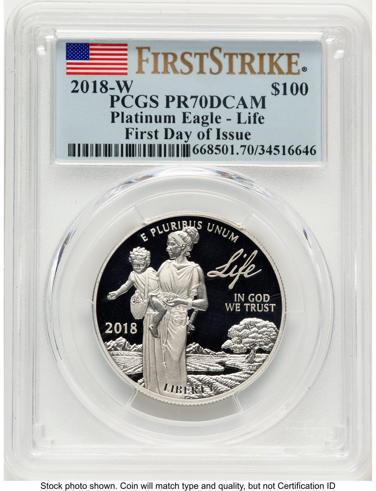 2018-W Proof Platinum Eagle 1 oz FDI FS Flag PCGS PR70