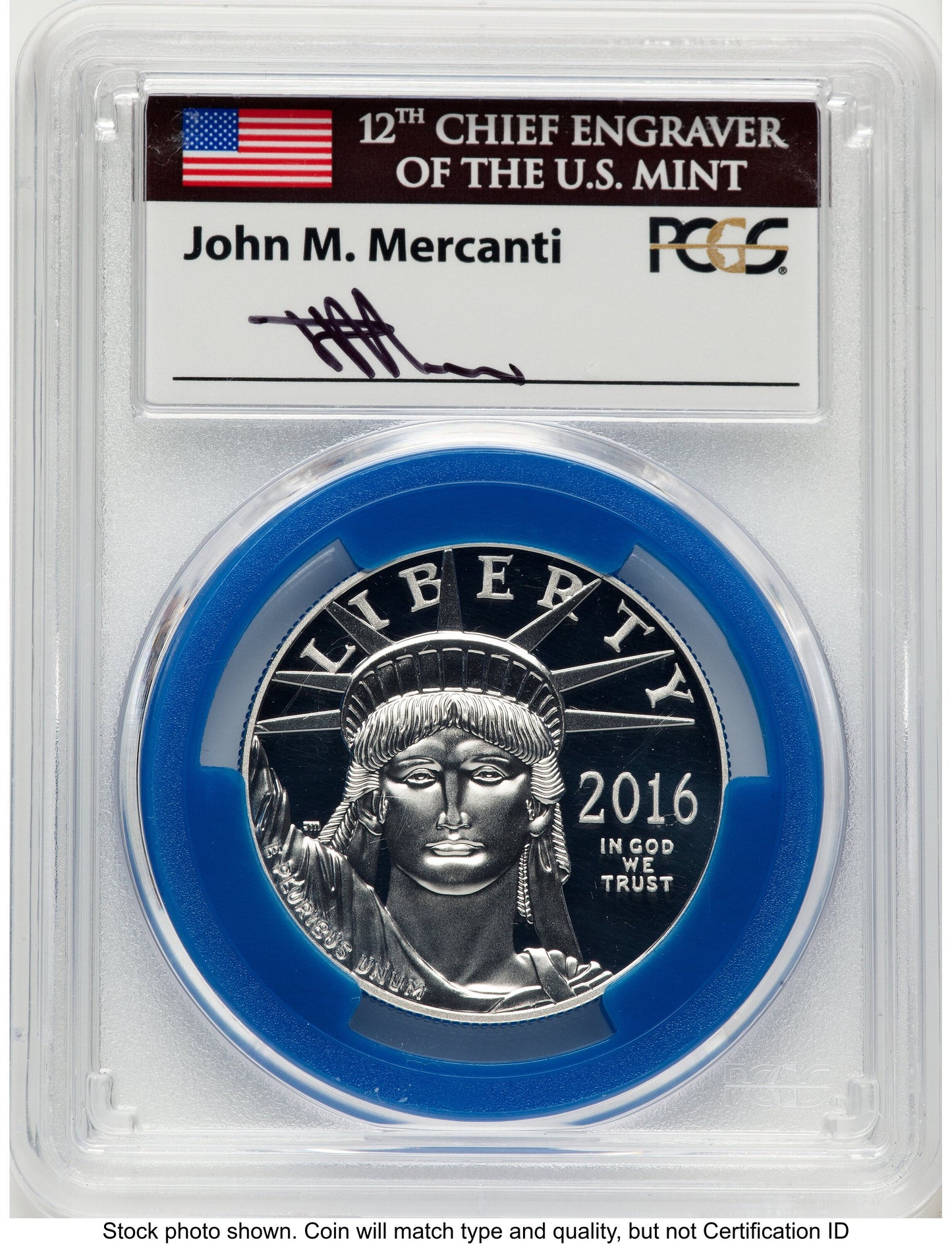 2016-W Proof Platinum Eagle 1 oz WP Mint Hoard Mint Engraver Series John Blue Gasket PCGS PR70 Mercanti