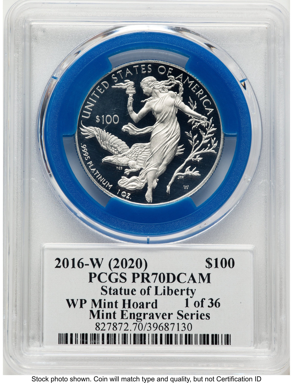 2016-W Proof Platinum Eagle 1 oz WP Mint Hoard Mint Engraver Series John Blue Gasket PCGS PR70 Mercanti