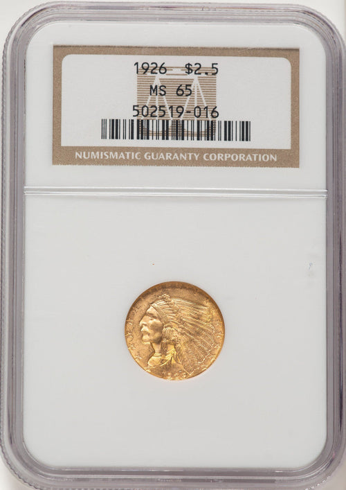 1926 $2.50 Indian Quarter Eagle NGC MS65