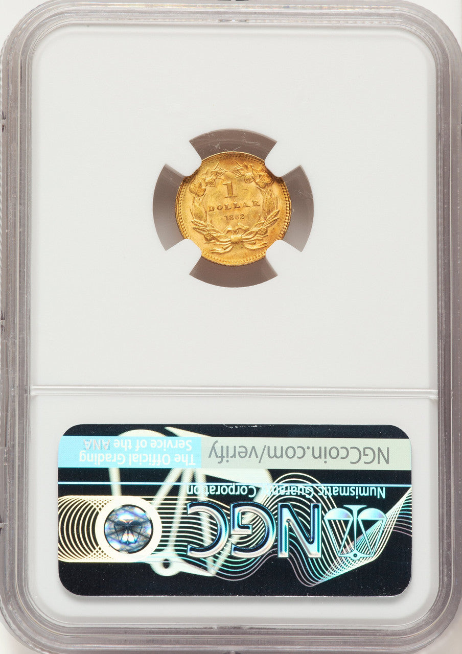 1862 G$1 Gold Dollar NGC MS63