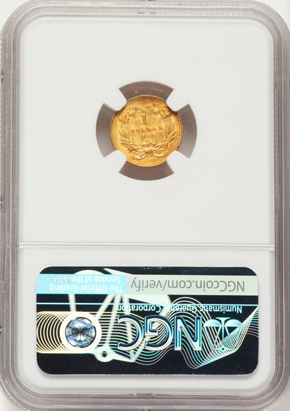 1862 G$1 Gold Dollar NGC MS63
