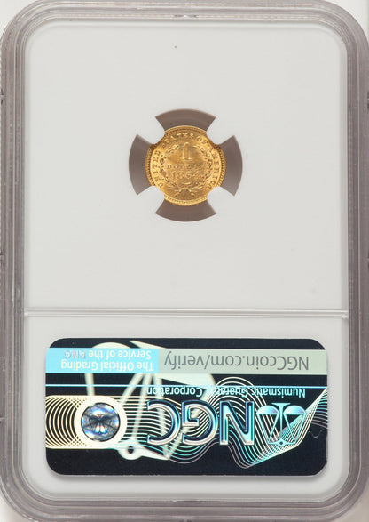 1854 G$1 T-1 Gold Dollar NGC MS62