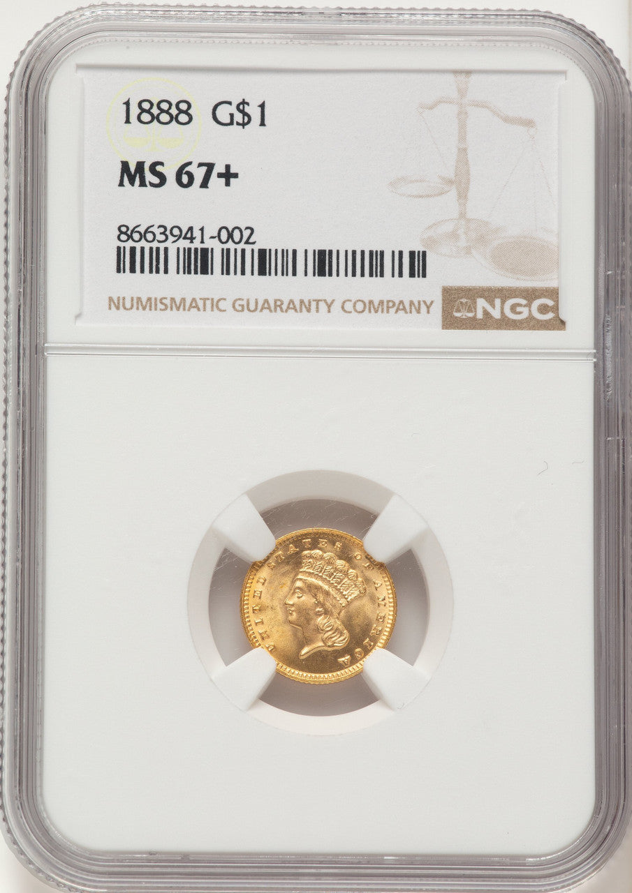 1888 G$1 Gold Dollar NGC MS67+