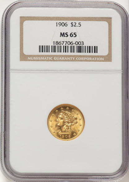 1906 $2.50 Liberty Quarter Eagle NGC MS65