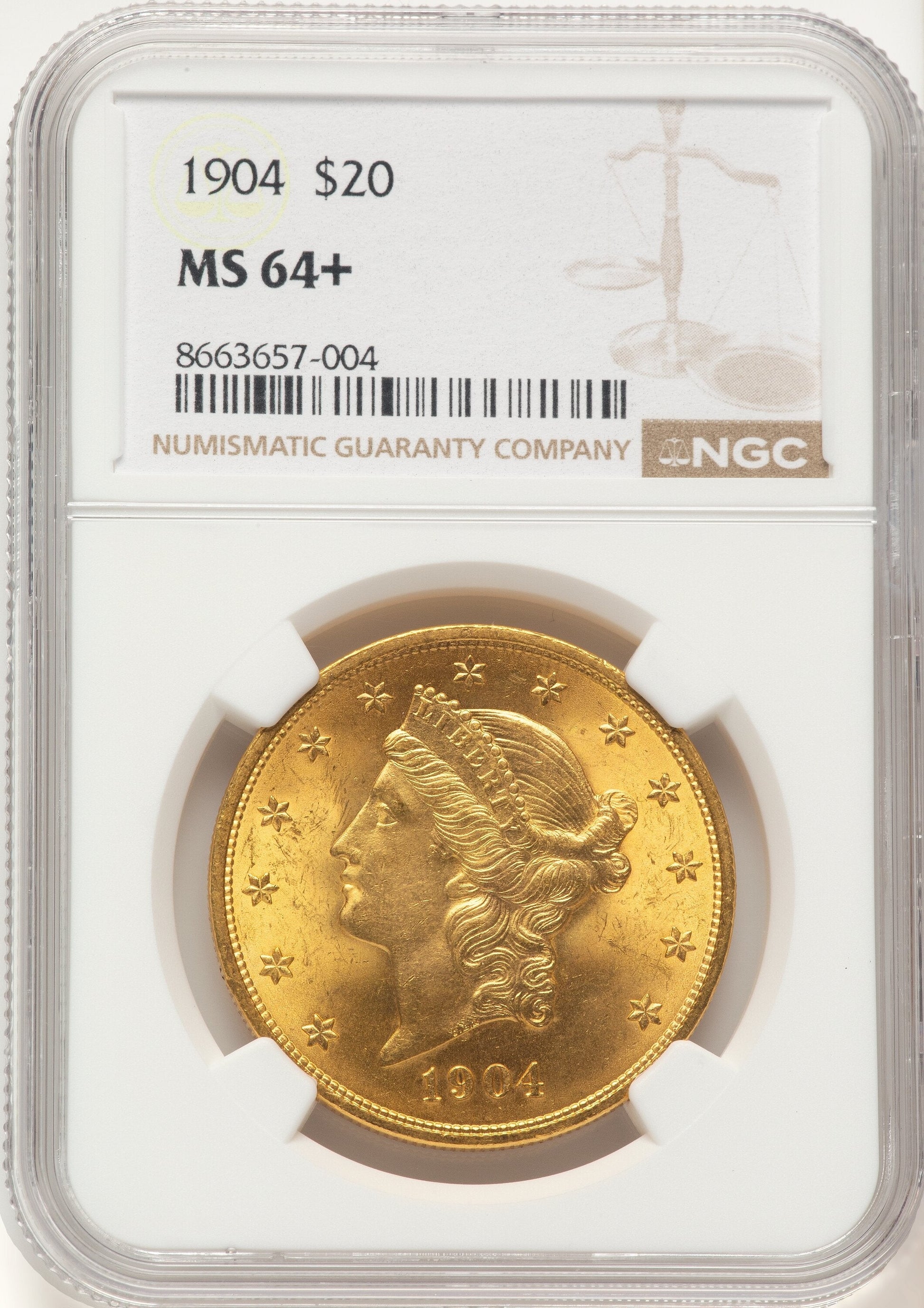 1904 $20 Liberty Liberty Double Eagle NGC MS64+